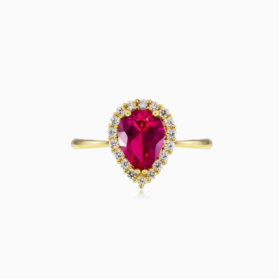 Woman Monte Cristo | Pear Rubellite Yellow Gold Ring