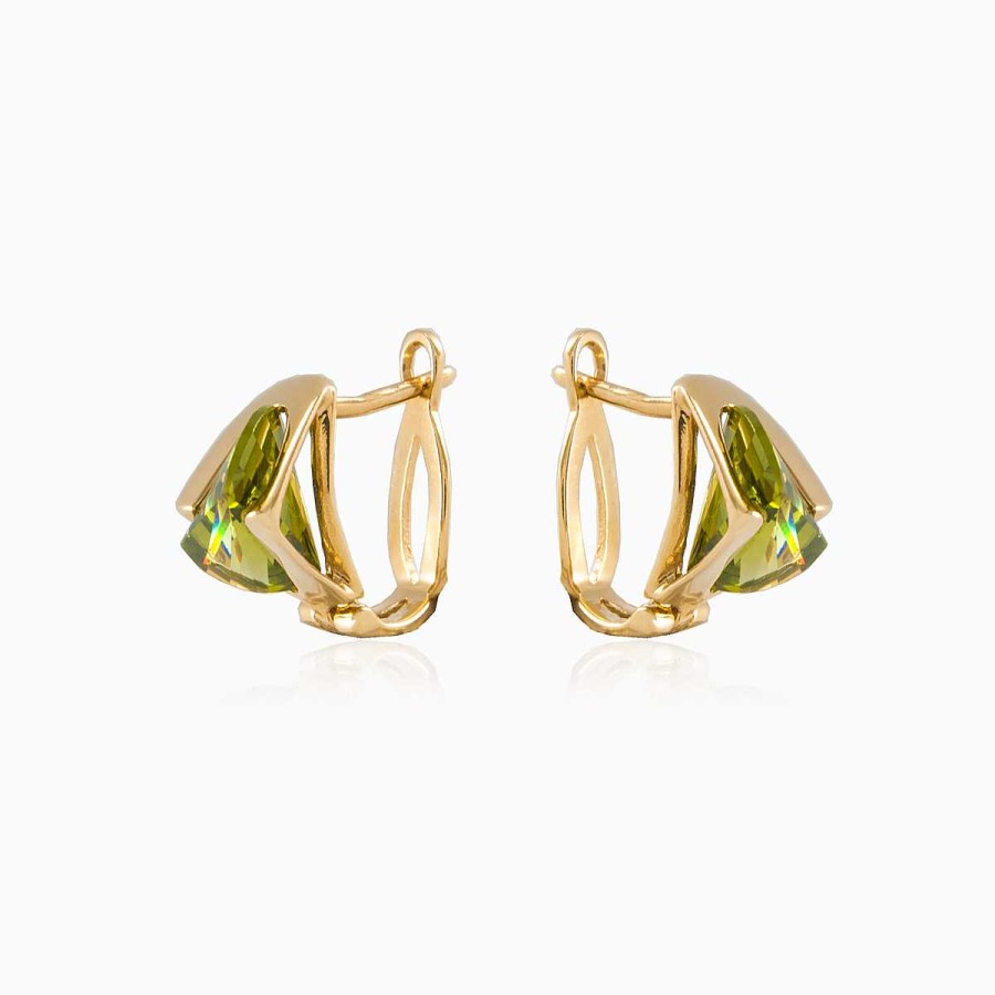 Woman Monte Cristo | Gold Earrings With Moldavite