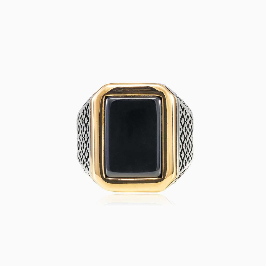 Man Monte Cristo | Detallado Rectangle Onyx Ring