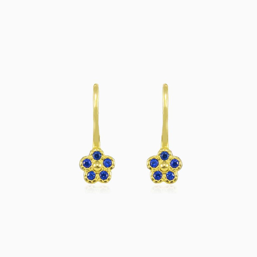 Woman Monte Cristo | Blue Flower Yellow Gold Earrings