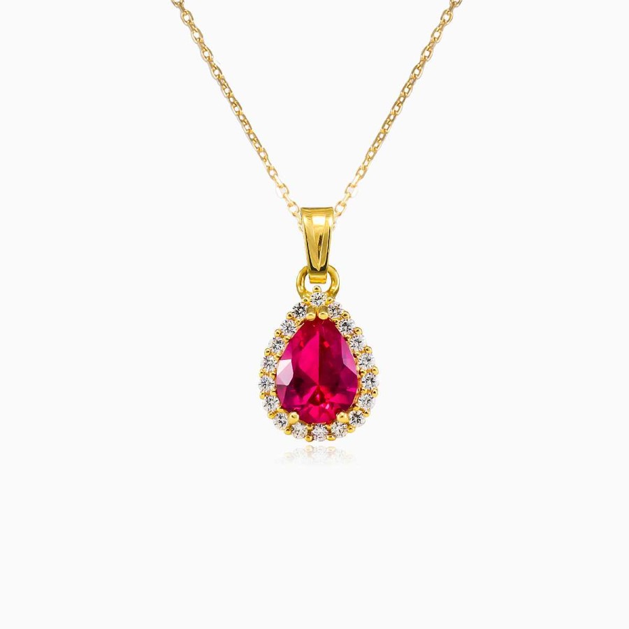 Woman Monte Cristo | Pear Rubellite Yellow Gold Pendant