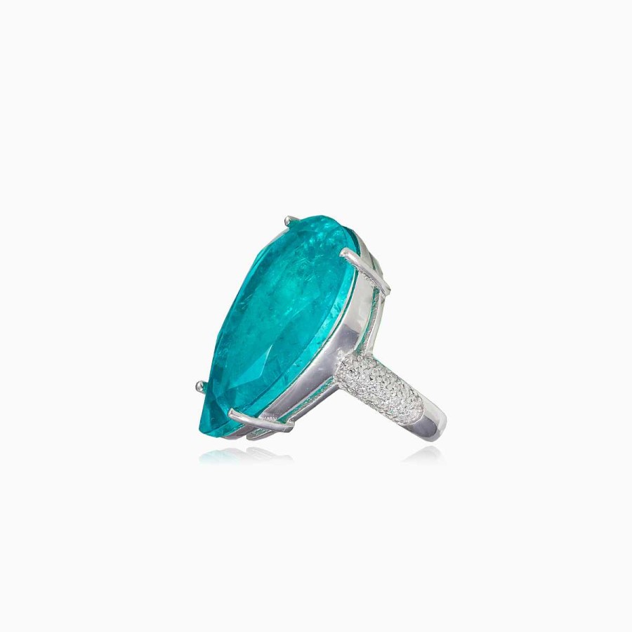 Woman Monte Cristo | Pear Tourmaline Paraiba Ring