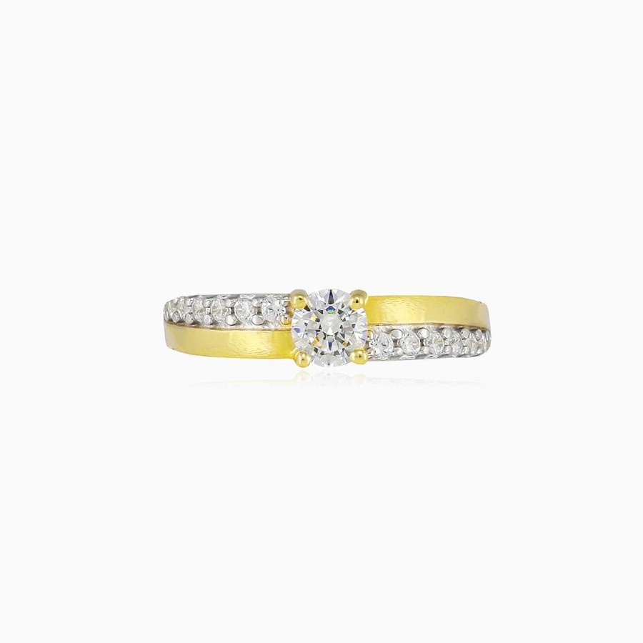 Woman Monte Cristo | Zig Zag Crystal Gold Ring