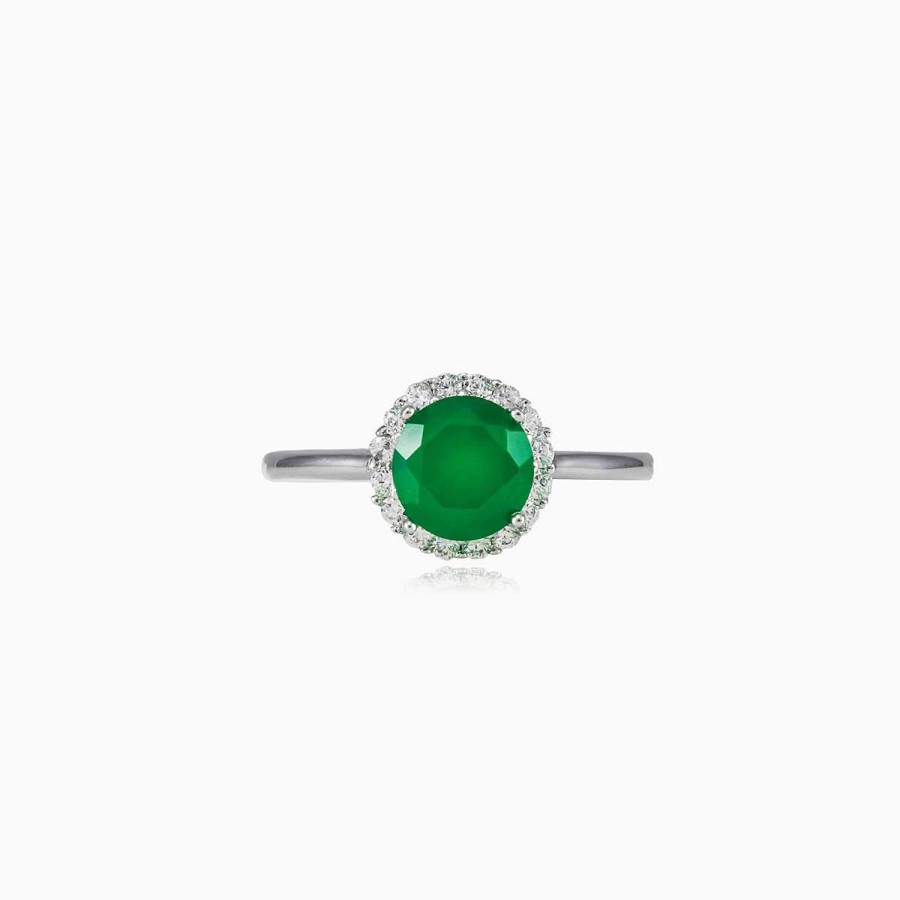 Woman Monte Cristo | Round Halo Jade Ring