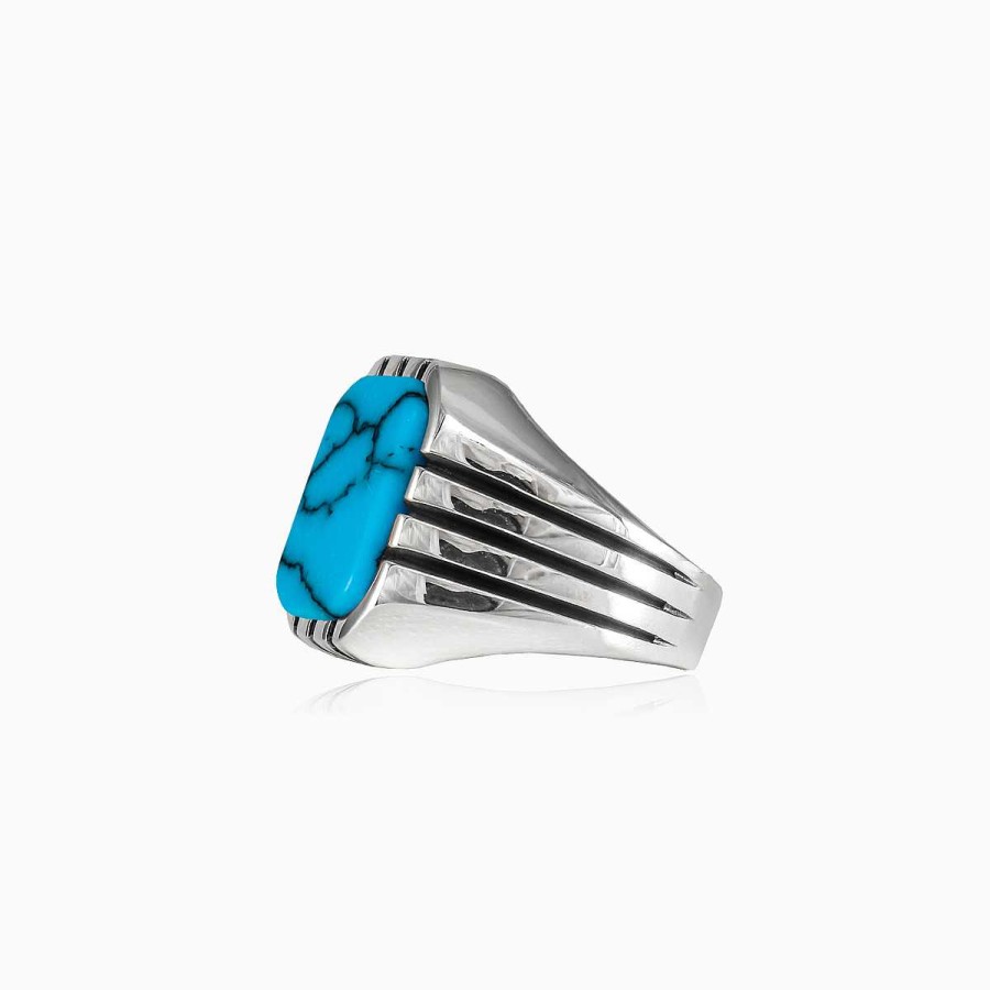 Man Monte Cristo | Rectangle Retro Turquoise Ring