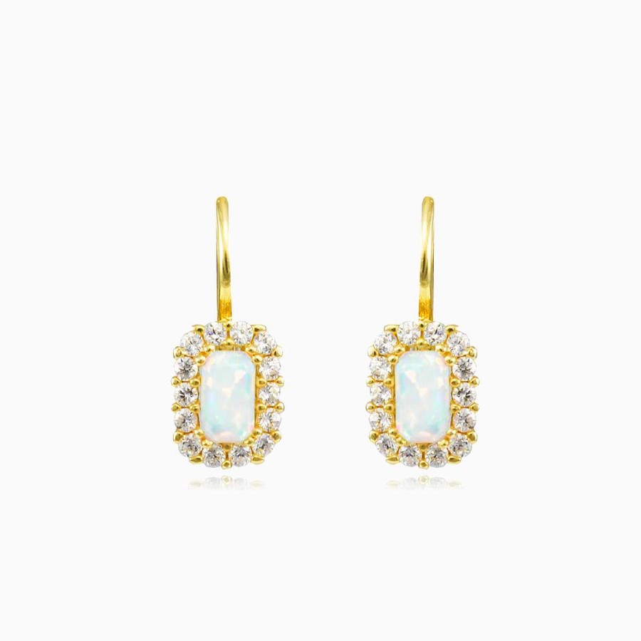 Woman Monte Cristo | Rectangle Opal Halo Earrings