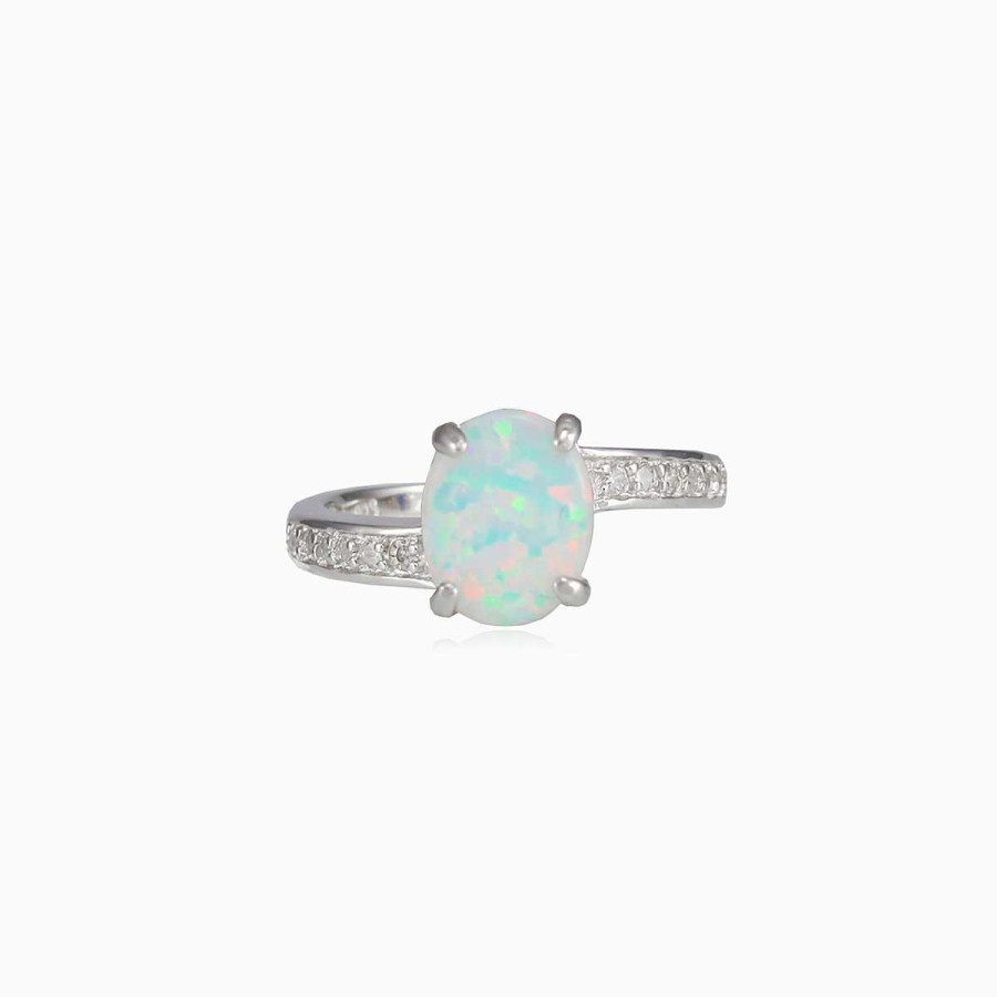 Woman Monte Cristo | Shiny White Opal Twisted Ring