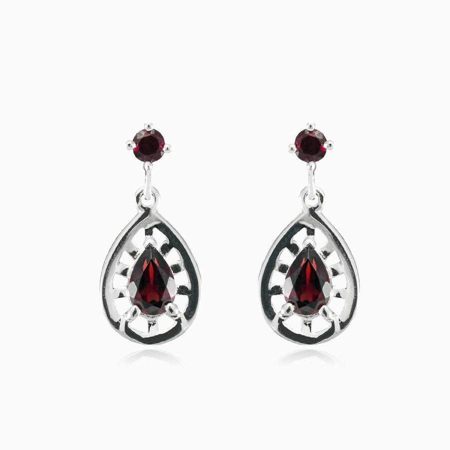 Woman Monte Cristo | Pear Garnet Drop Earrings