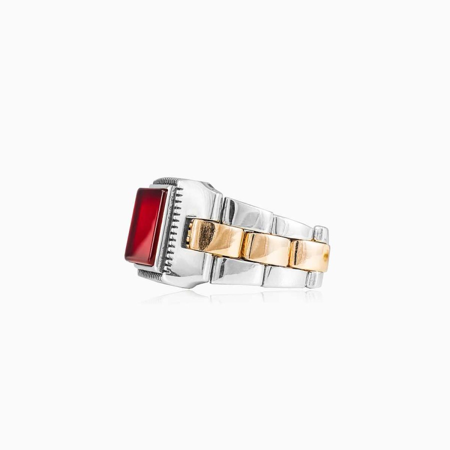 Man Monte Cristo | Square Agate Oyster Strap Ring