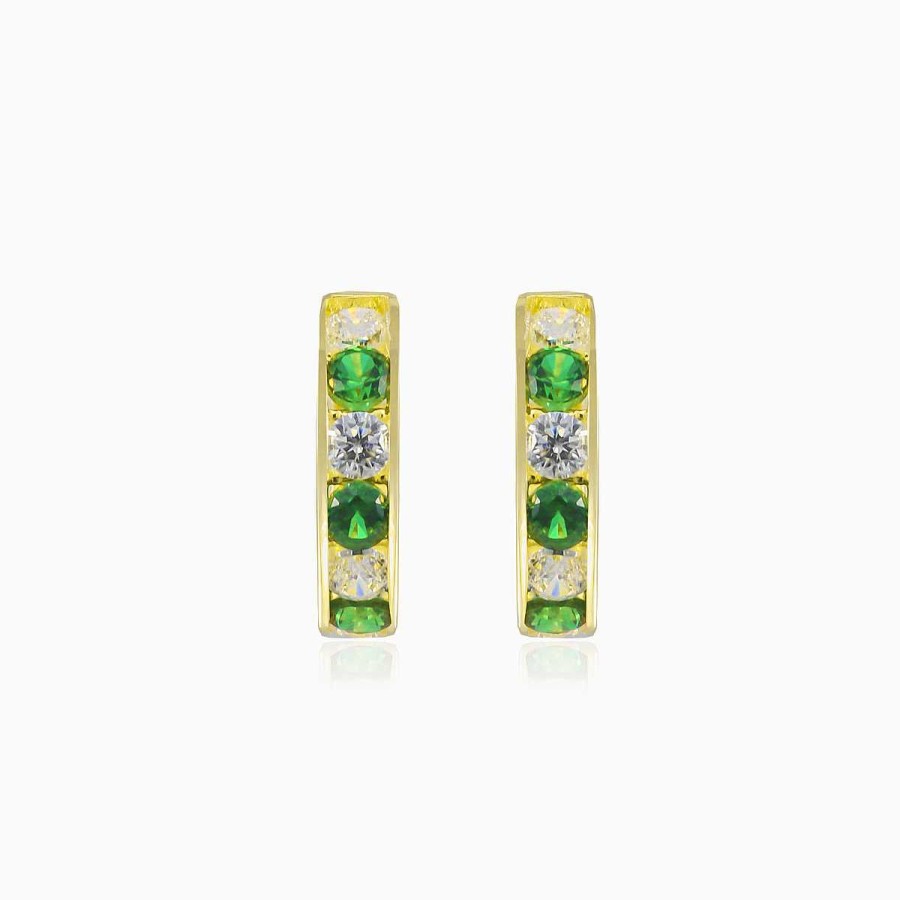 Woman Monte Cristo | Green Mini Gold Hoops