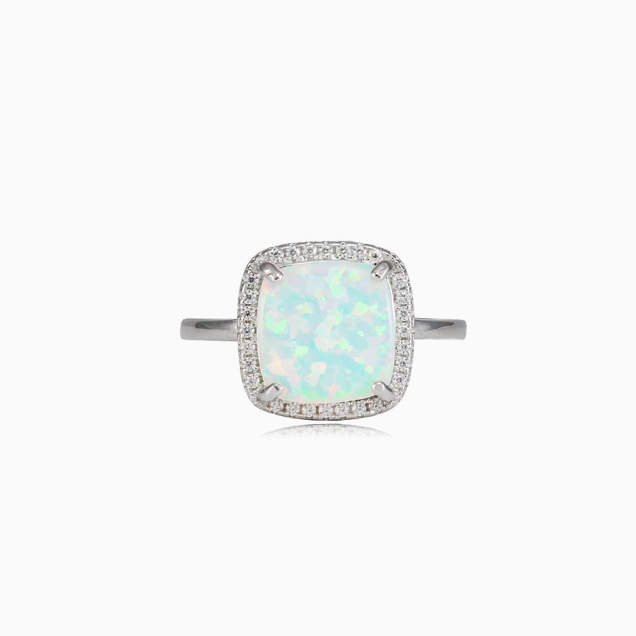 Woman Monte Cristo | Square Soft White Opal Ring