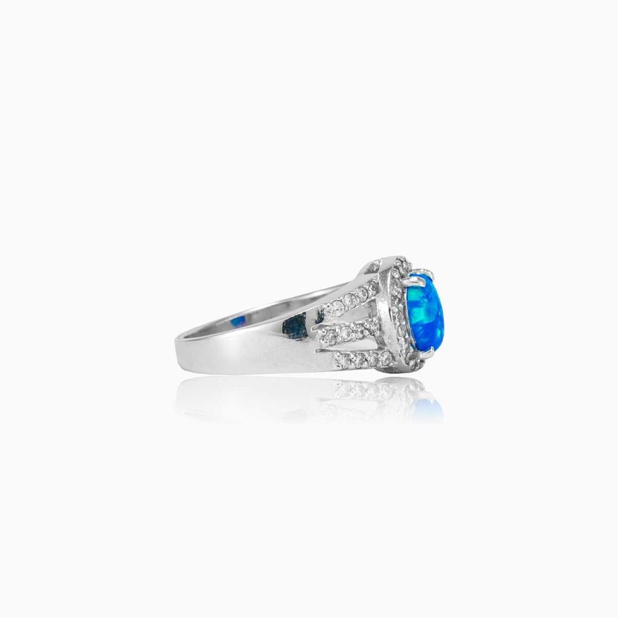 Woman Monte Cristo | Royal Secure Round Blue Opal Ring