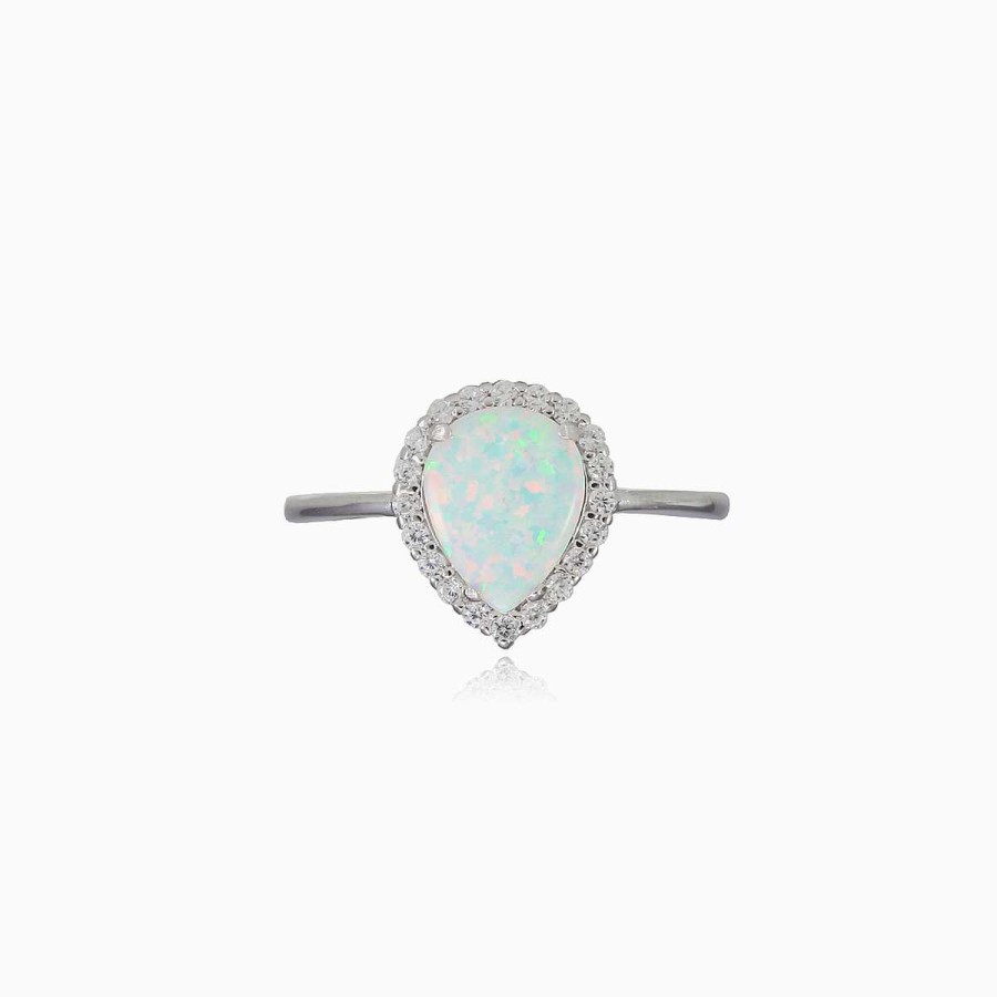 Woman Monte Cristo | Royal Pear Cut White Opal Ring