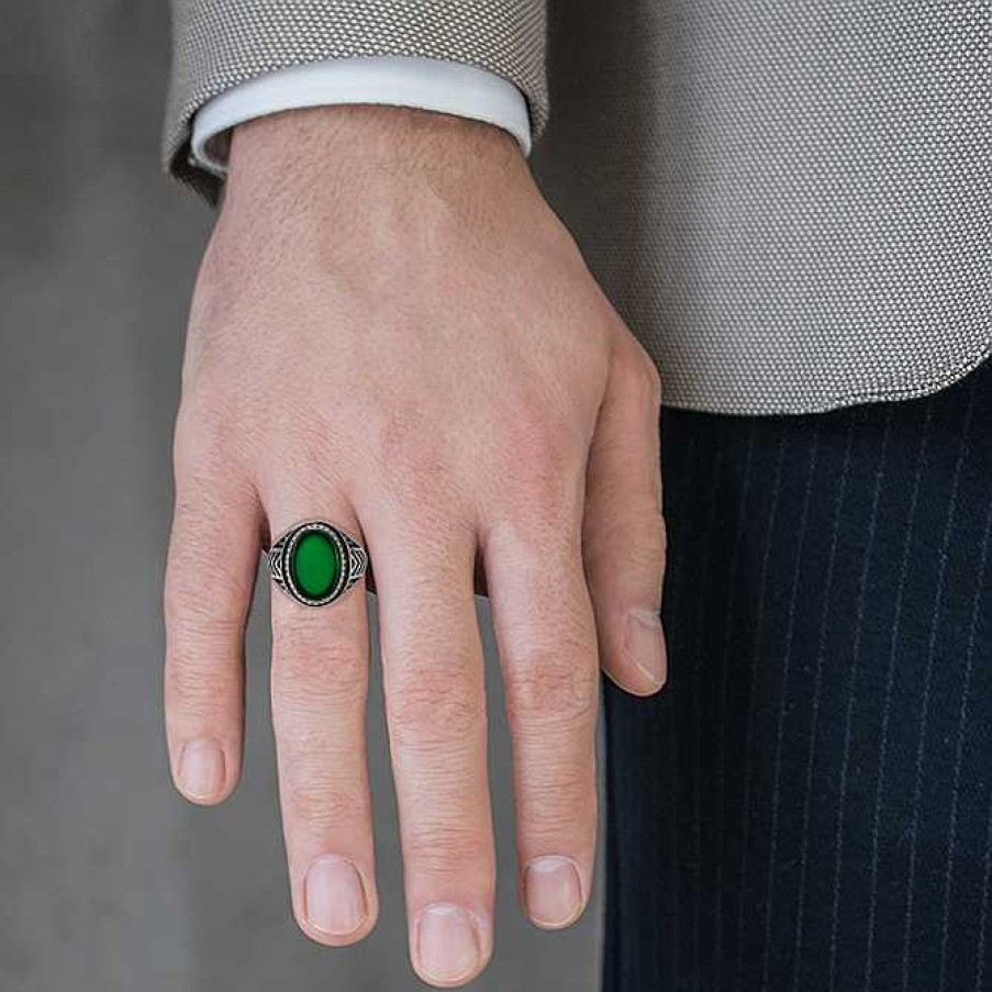 Man Monte Cristo | Jade And Spinel Ring