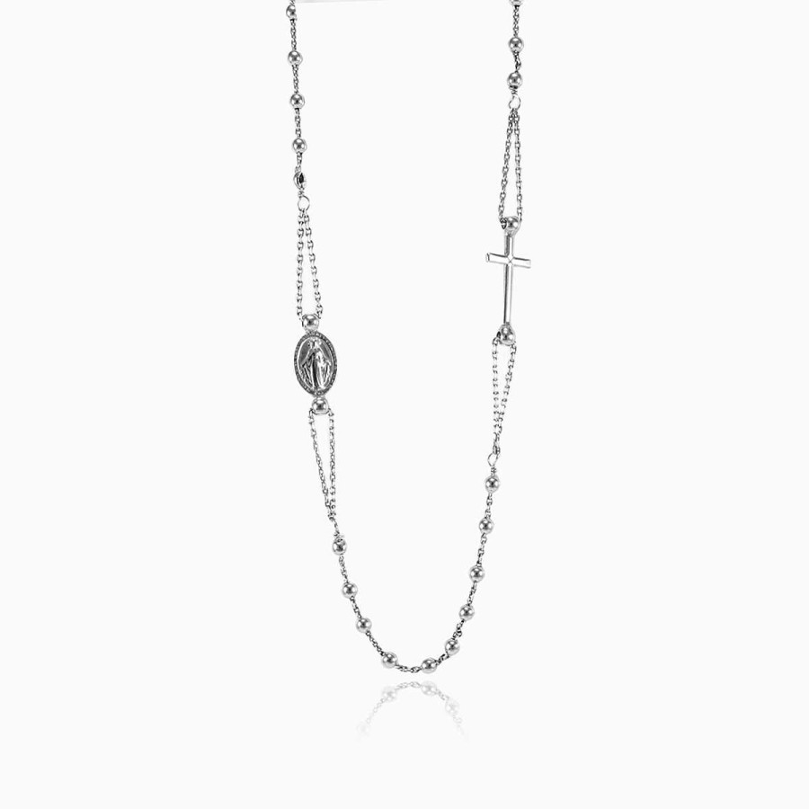 Woman Monte Cristo | Silver Rosary Necklace