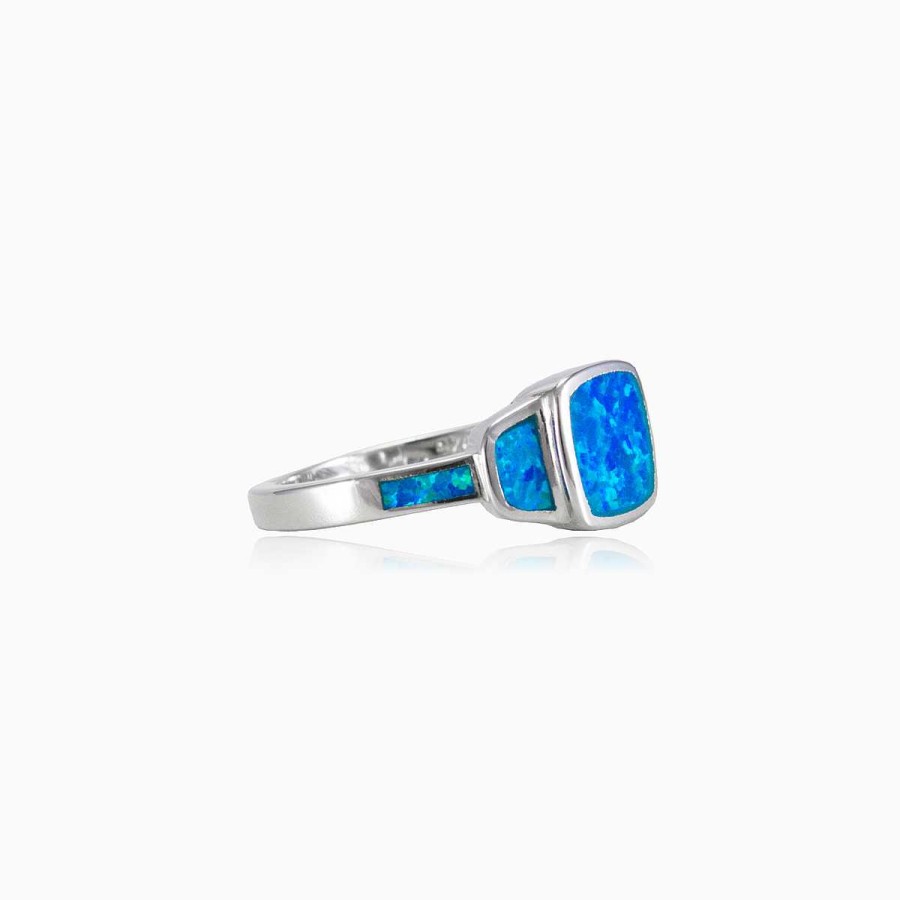 Woman Monte Cristo | Square Blue Opal Ring