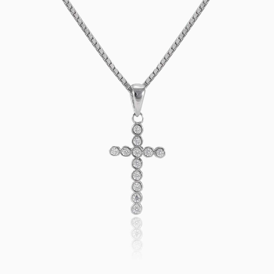 Woman Monte Cristo | Round Silver Crystal Cross