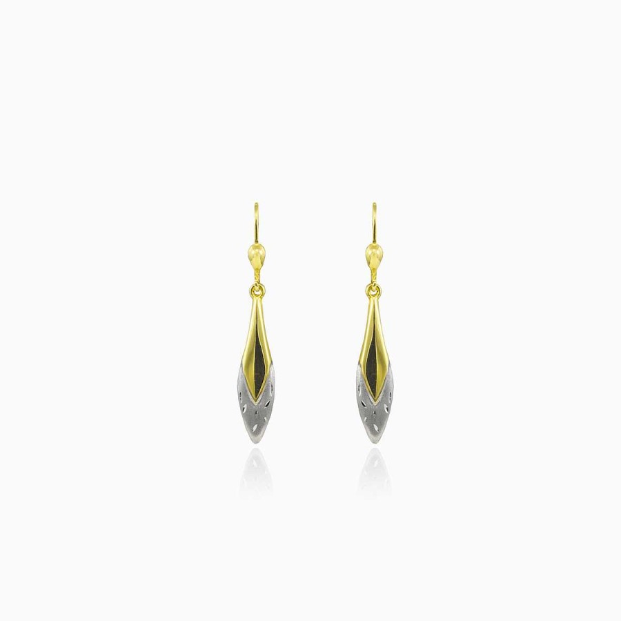 Woman Monte Cristo | Dangling Two-Color Gold Marquise Earrings