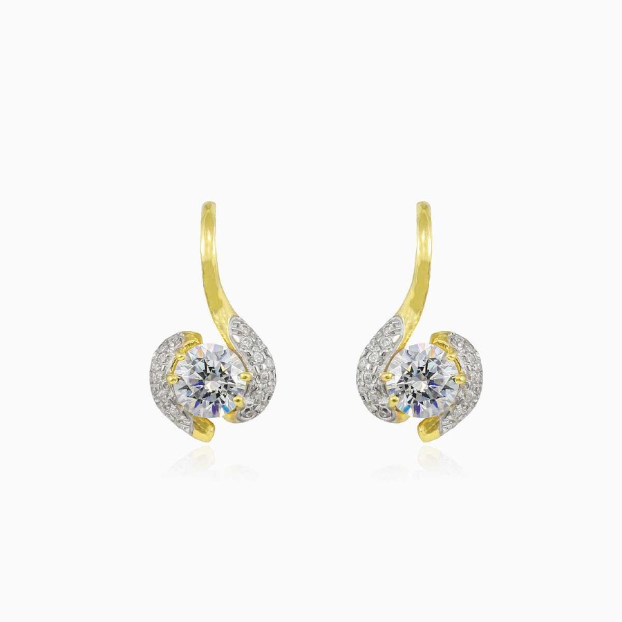 Woman Monte Cristo | Twisted Gold And Crystal Earrings