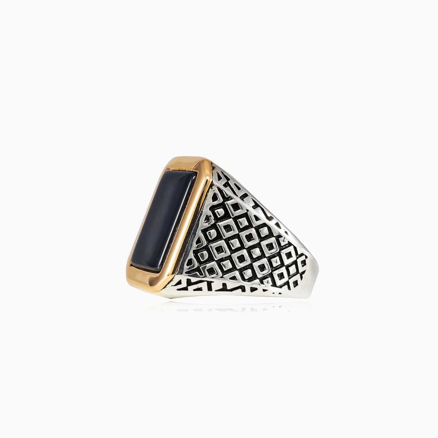 Man Monte Cristo | Detallado Rectangle Onyx Ring