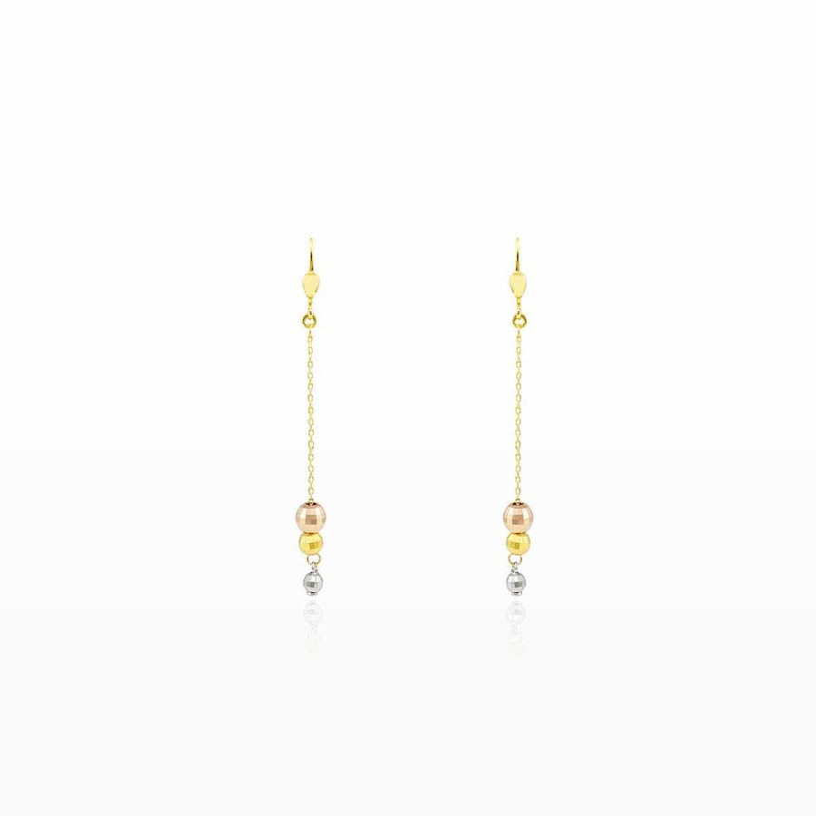 Woman Monte Cristo | Tri-Color Dangling Gold Earrings