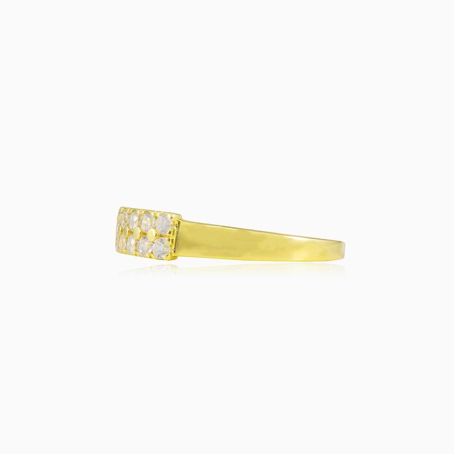 Woman Monte Cristo | Two-Row Crystal Gold Ring