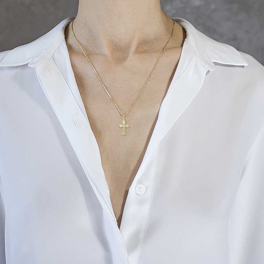 Woman Monte Cristo | White And Yellow Gold Cross