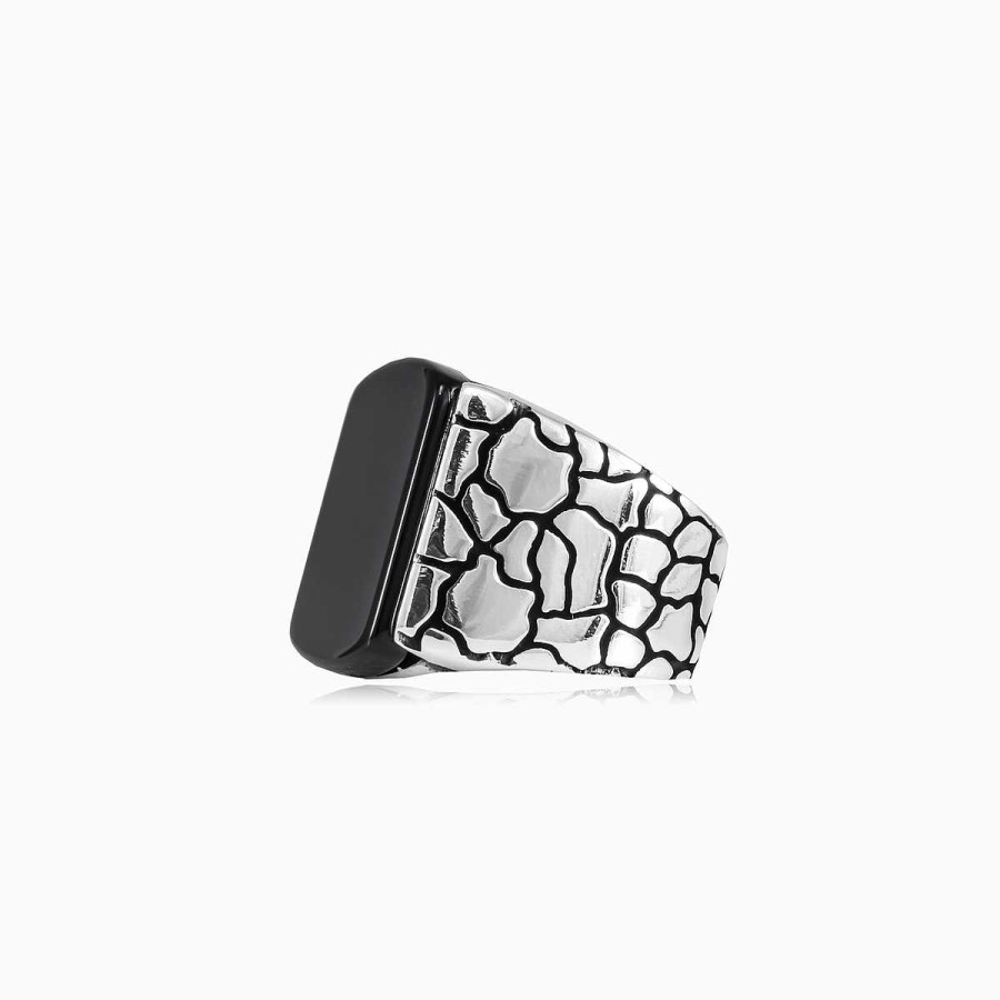 Man Monte Cristo | Flat Onyx Stone Ring