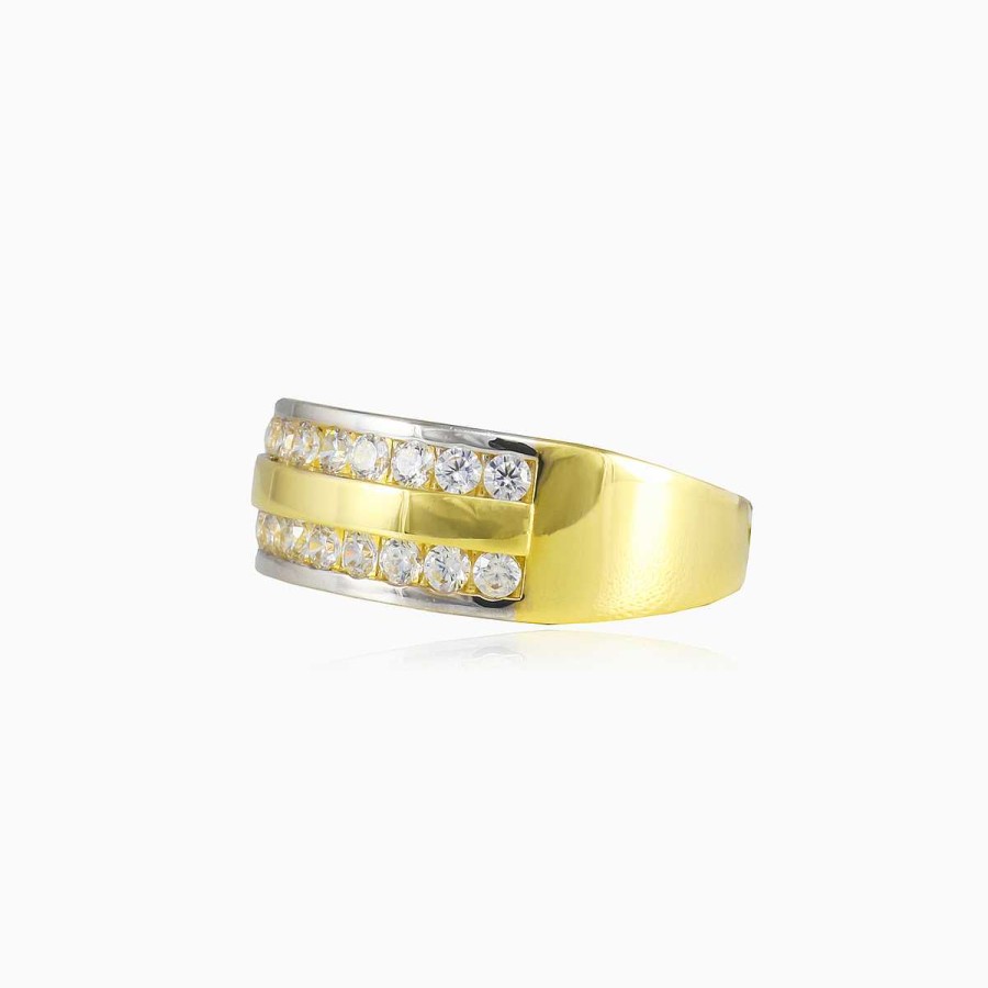 Woman Monte Cristo | Double Crystal Broad Gold Band