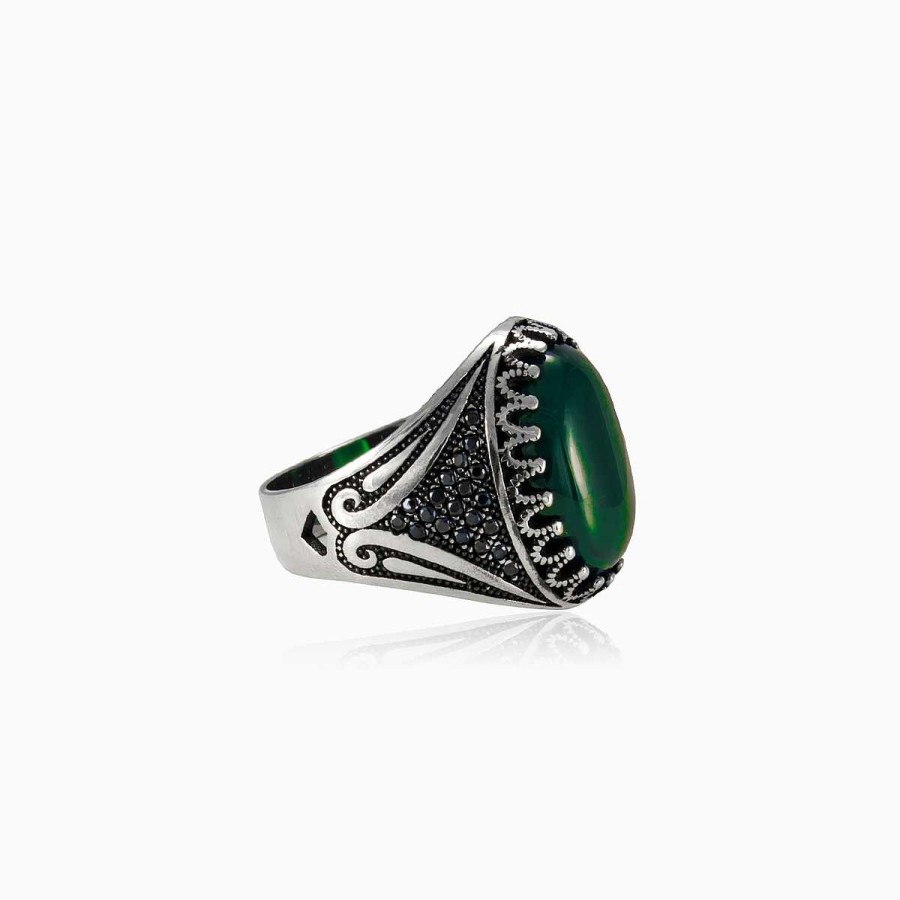 Man Monte Cristo | Green Jade Ring