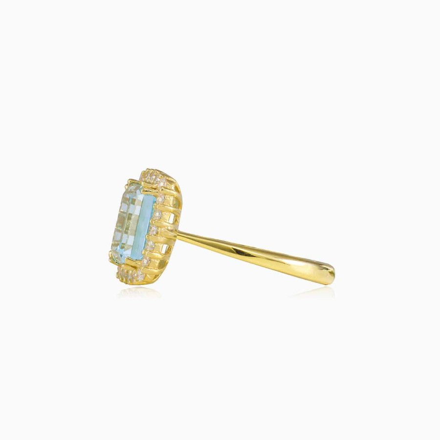 Woman Monte Cristo | Emerald-Cut Blue Topaz Gold Ring