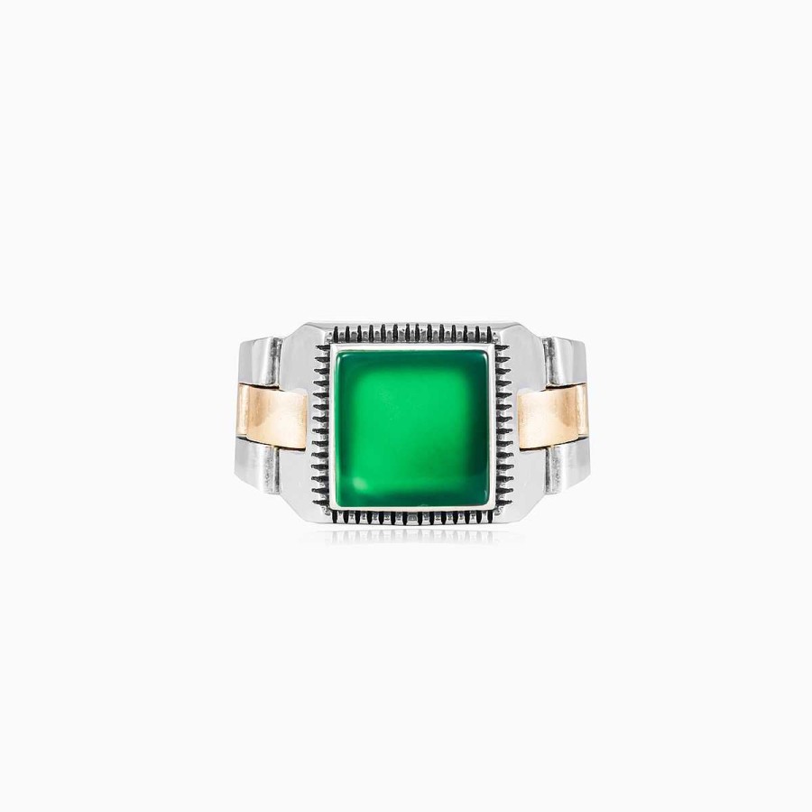 Man Monte Cristo | Square Jade Oyster Strap Ring