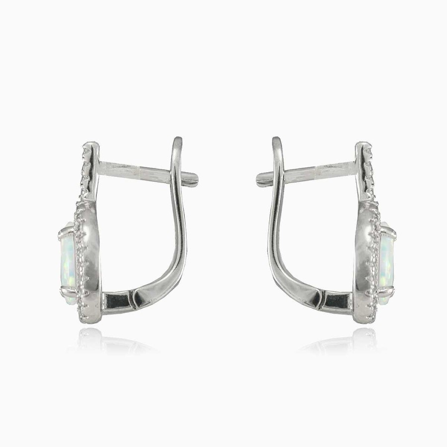 Woman Monte Cristo | Oval Drop White Opal Earrings