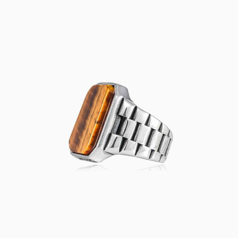 Man Monte Cristo | Flat Emerald Tiger Eye Ring