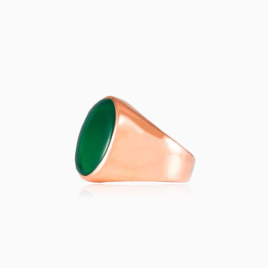 Woman Monte Cristo | Oval Rose Gold Plated Jade Ring