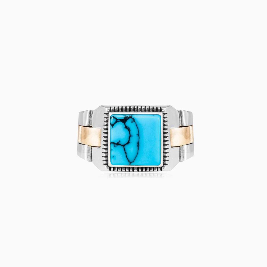 Man Monte Cristo | Square Turquoise Oyster Strap Ring