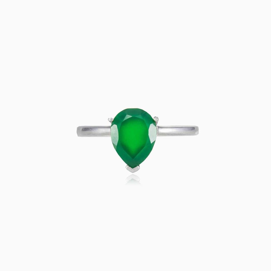 Woman Monte Cristo | Pear Green Jade Ring