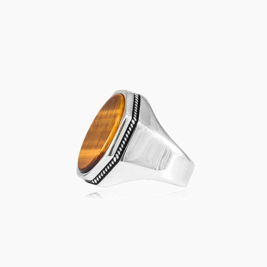 Man Monte Cristo | Flat Octagonal Tiger Eye Ring