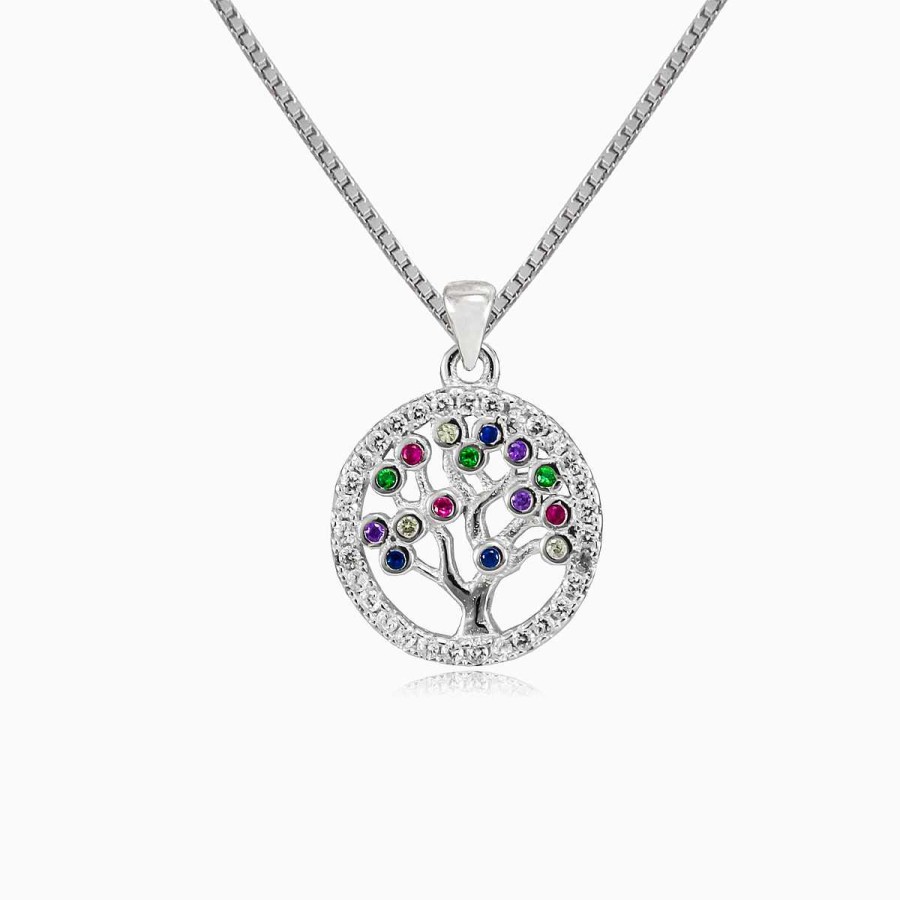 Woman Monte Cristo | Tiny Bezel Colorful Tree Of Life Pendant