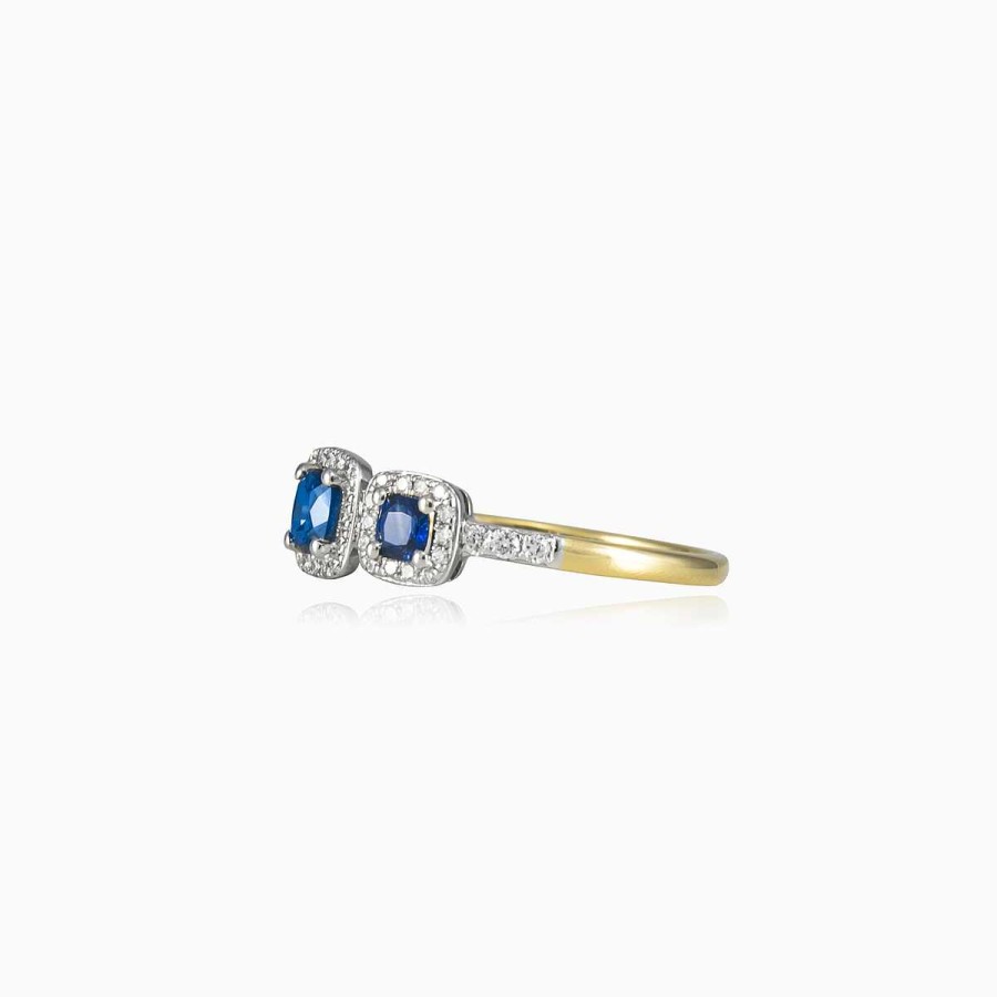 Woman Monte Cristo | Three Cushion Sapphires Ring