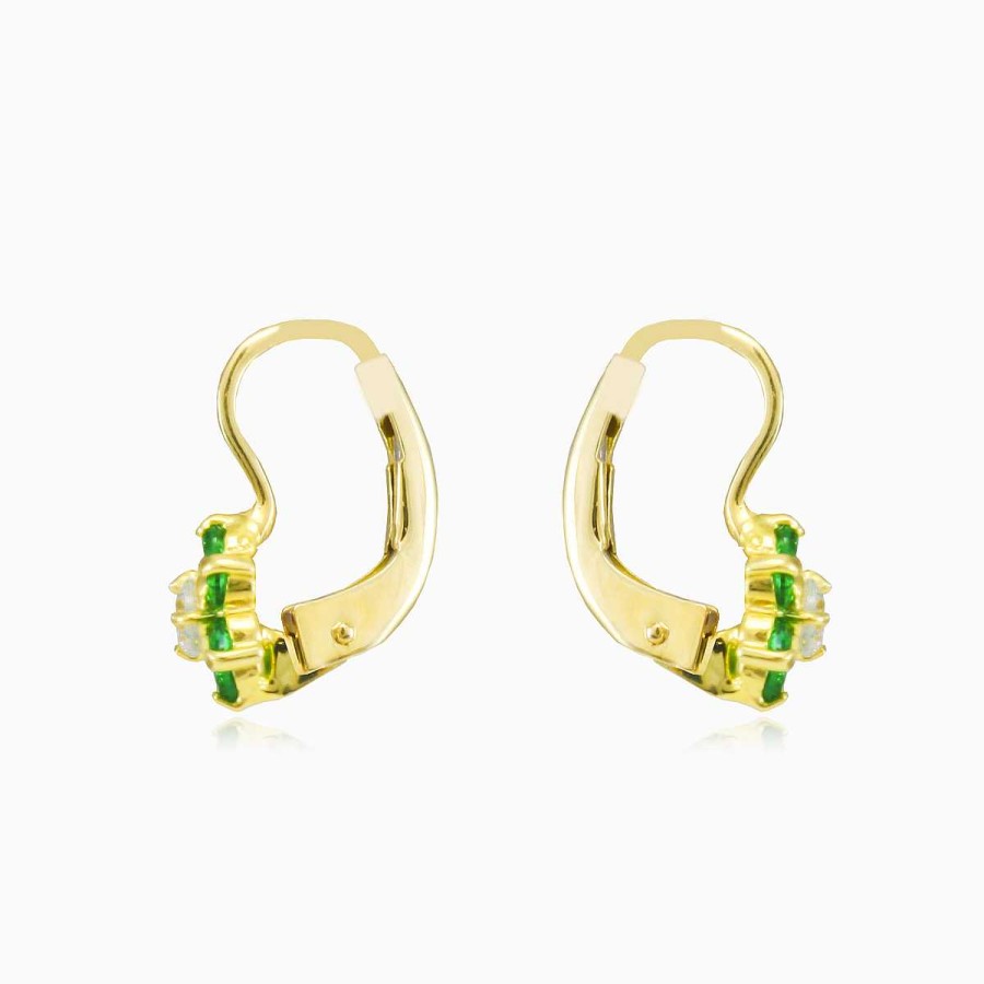 Woman Monte Cristo | Green Flower Gold Earrings