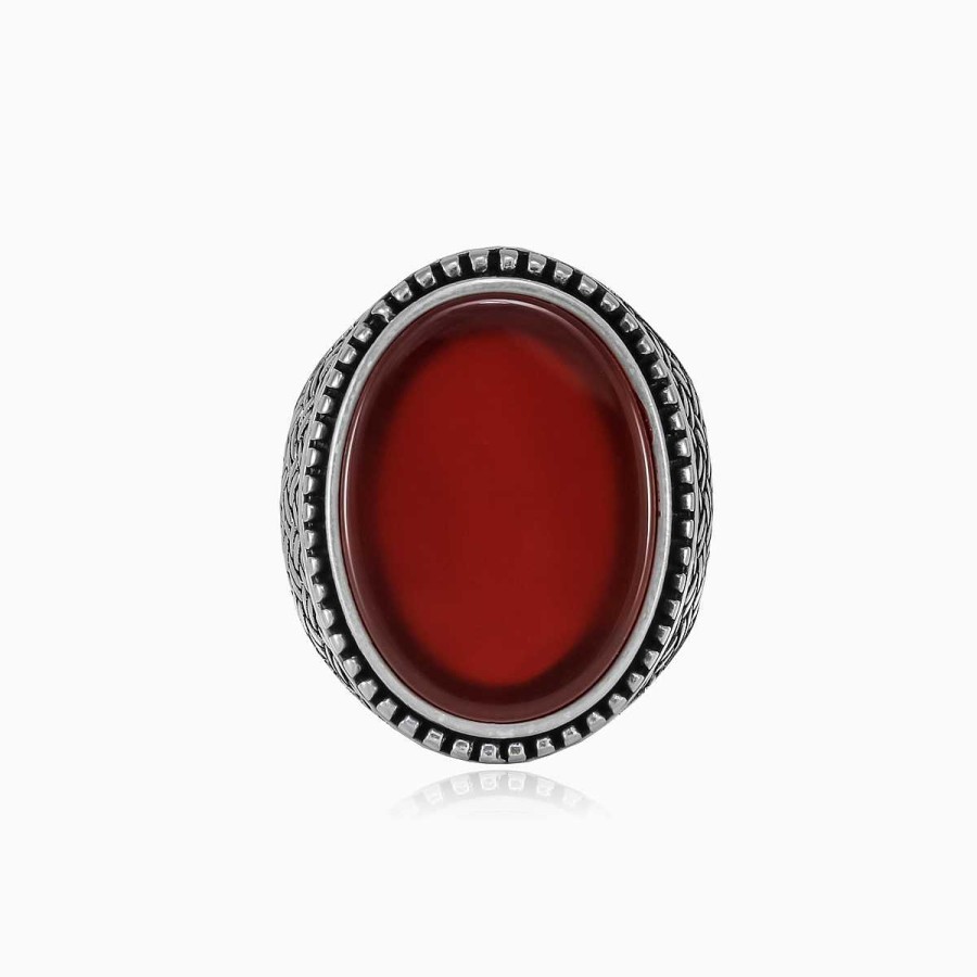 Man Monte Cristo | Braided Red Agate Ring