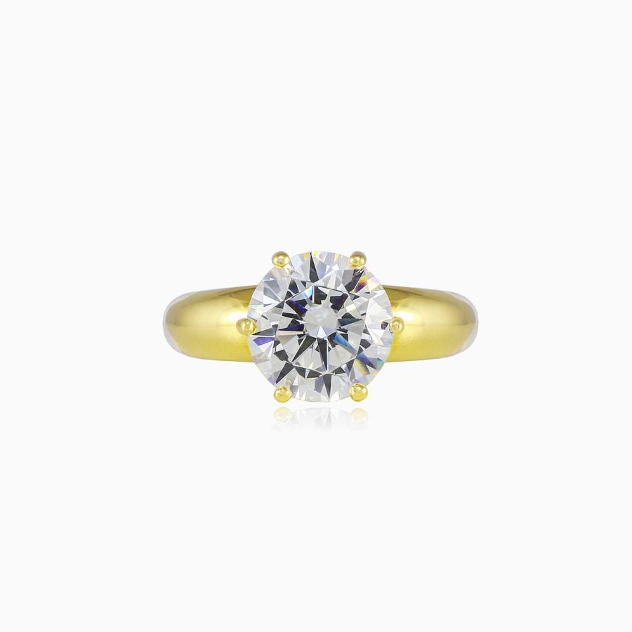 Woman Monte Cristo | Wide Six-Prong Gold Ring