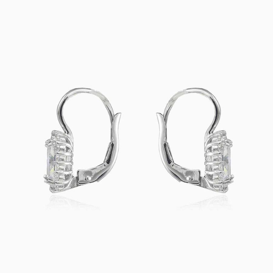 Woman Monte Cristo | Rectangle Crystal White Gold Earrings