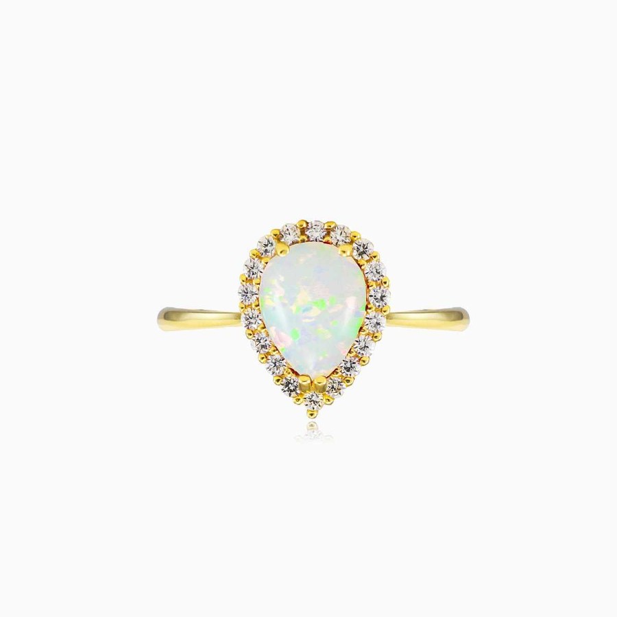 Woman Monte Cristo | Pear White Opal Gold Ring