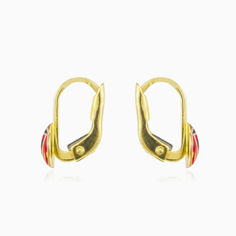 Woman Monte Cristo | Ladybug Enamel Gold Earrings