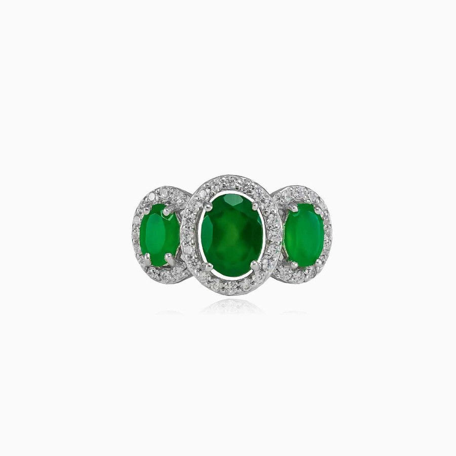 Woman Monte Cristo | Three Oval Jade Ring