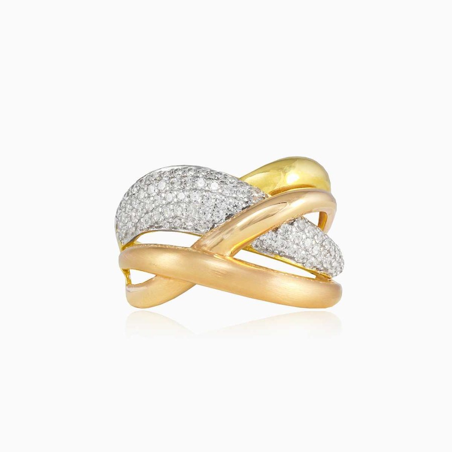 Woman Monte Cristo | Twisted Three-Color Gold Crystal Ring