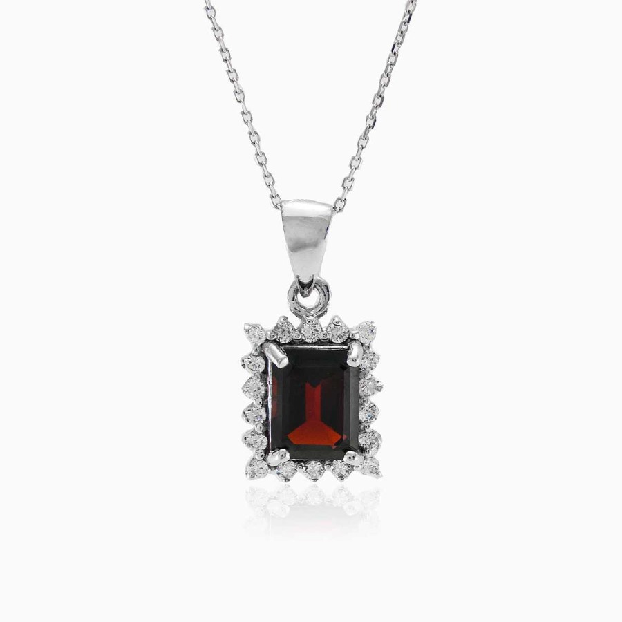 Woman Monte Cristo | Square Garnet Pendant