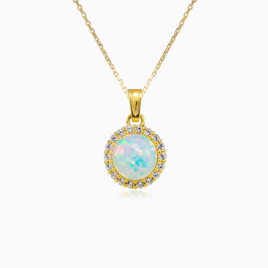 Woman Monte Cristo | Halo White Opal Gold Pendant